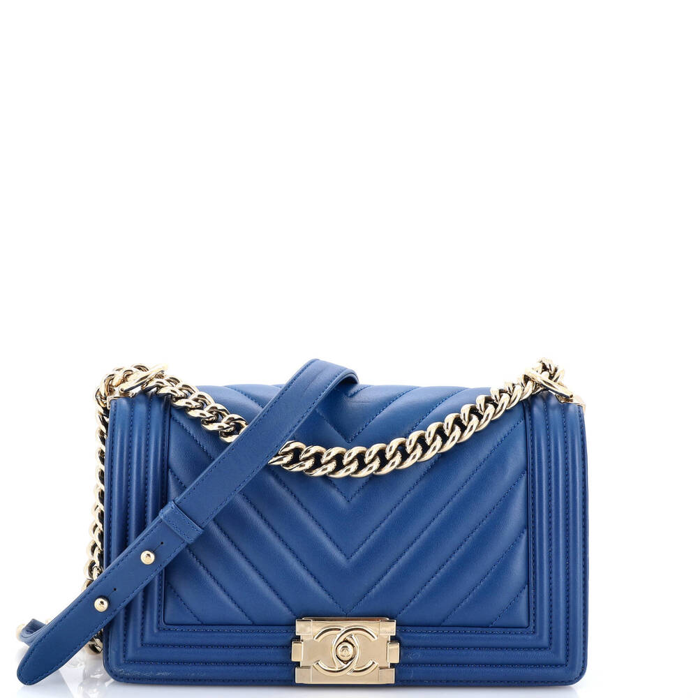 Chanel Old Medium Boy Flap Bag Chevron Calfskin